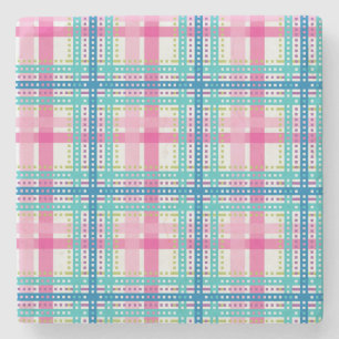 Tartan, plaid pattern stone coaster