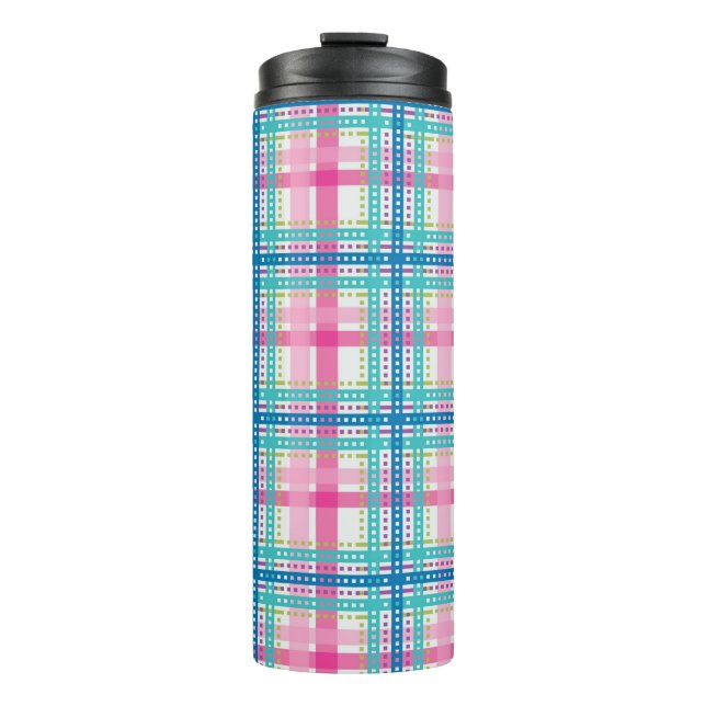 Tartan, plaid pattern thermal tumbler (Front)