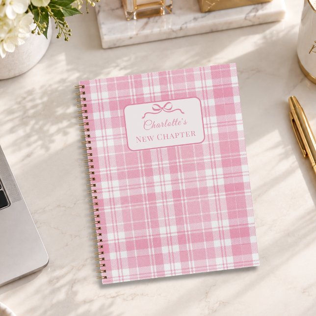Tartan Plaid Pink Bow New Chapter Notebook (Creator Uploaded)