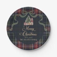Tartan Plaid Preppy Christmas Party Paper Plates