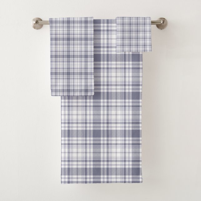 Tartan Plaid Purple & White No. 61 Bath Towel Set (Insitu)