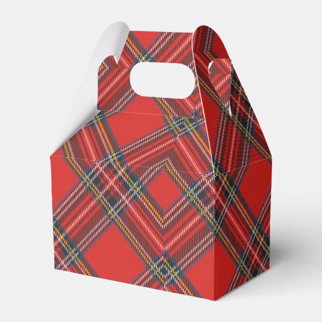 Tartan Plaid Red Christmas Favor Box (Front Side)