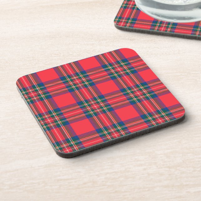 Tartan Plaid Red Classic Festive Christmas Holiday Coaster (Left Side)