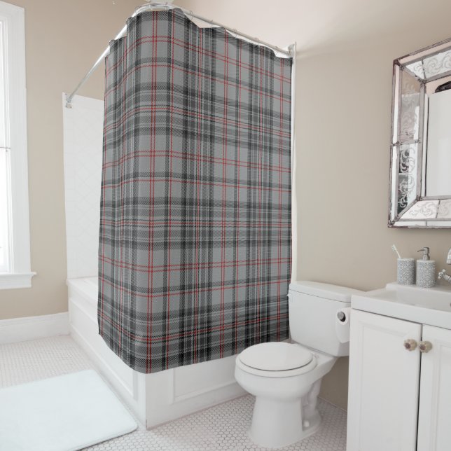 Tartan Plaid Taupe Grey Red & Black Large Pattern (In Situ)