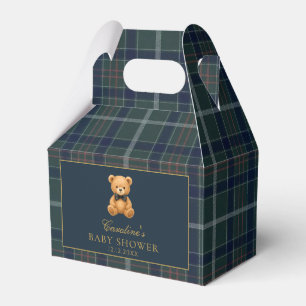 Tartan Plaid Teddy Bear Baby Shower Favor Boxes