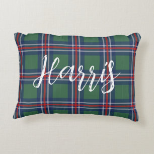Tartan plaided pattern personalized cotton accent pillow