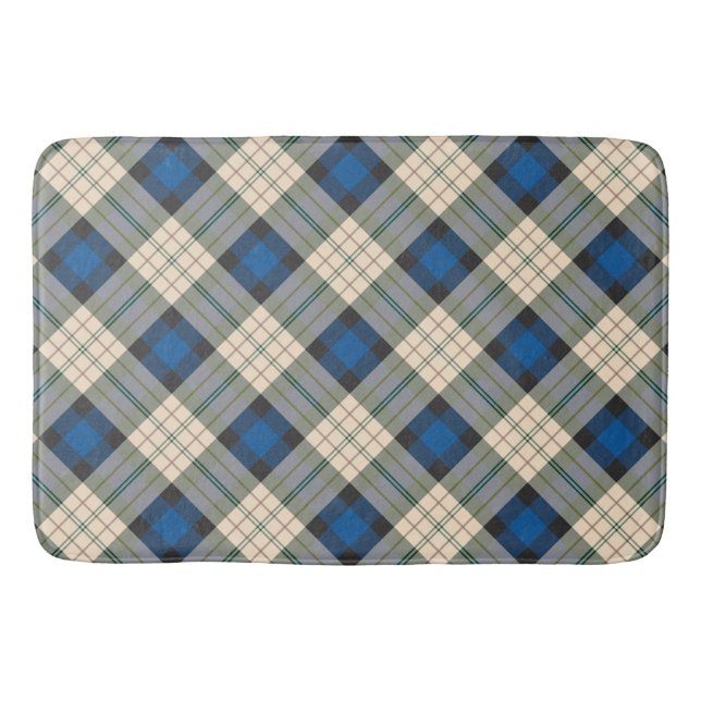 Tartan plaids pattern - traditional blue beige bath mat (Front)