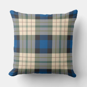 Tartan plaids pattern - traditional blue beige throw pillow