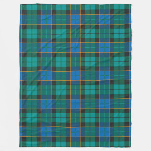 Tartan plaids pattern - traditional blue green fleece blanket