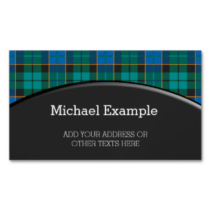 Tartan plaids pattern - traditional blue green Magnetic business card