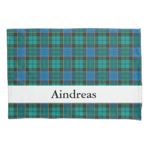 Tartan plaids pattern - traditional blue green pillowcase