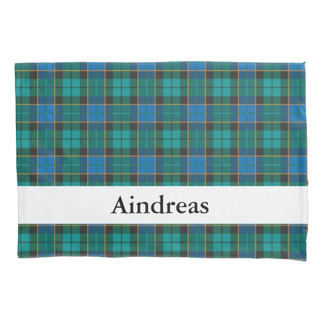 Tartan plaids pattern - traditional blue green pillowcase (Front)