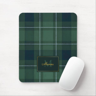 Tartan Polo Plaid Vintage Monogram Dark Green Mouse Pad