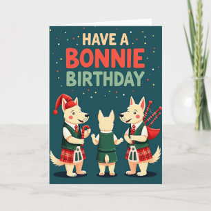 Tartan Pups Birthday Card