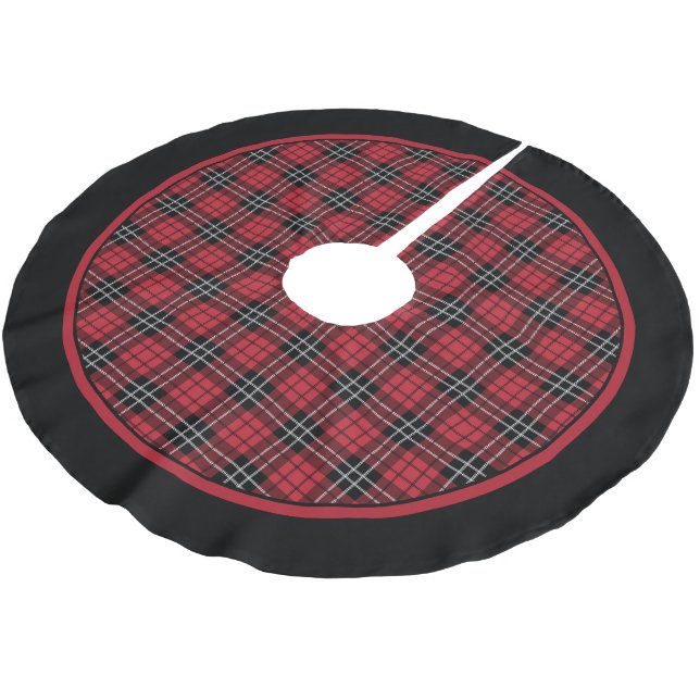 Tartan Red and Black Plaid Tree Skirt (Angled)