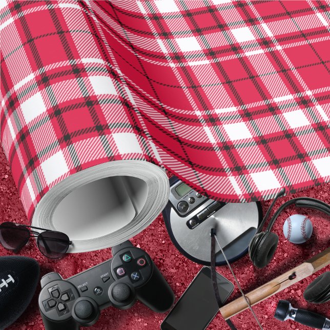 Tartan - Red-White-Black Wrapping Paper (Tartan - Red-White-Black Wrapping Paper by Leapfroglisics Shop)