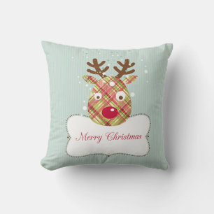 Tartan Reindeer Throw Pillow