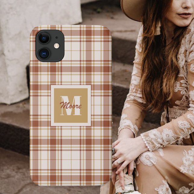 Tartan - Rustic Brown and Cement White Phone Case (Creator Uploaded)