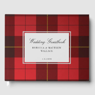 Tartan Rustic Wallace Plaid Red Black Plaid Guest Book