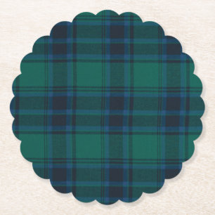 Tartan Scalloped Round Paper Coaster
