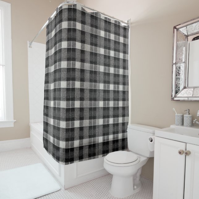 Tartan Scotland Plaid Black White Grey Chequered   (In Situ)