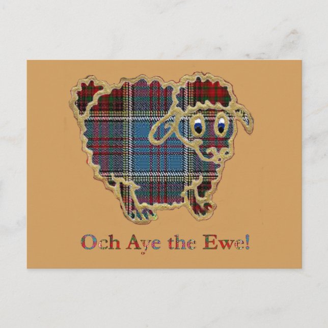tartan sheep "Och Aye the Ewe" Postcard (Front)
