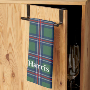 Tartan squares pattern personalized kitchen towel