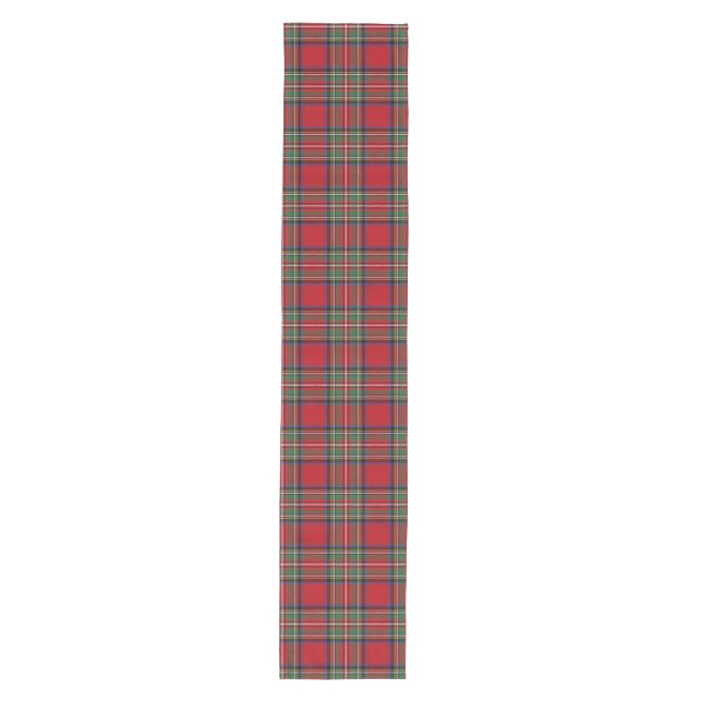Tartan Stewart Plaid Red Check Pattern Medium Table Runner (Front)