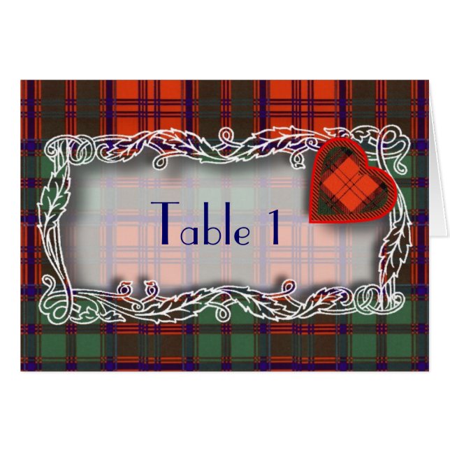 Tartan Table number card - Grant (Front Horizontal)