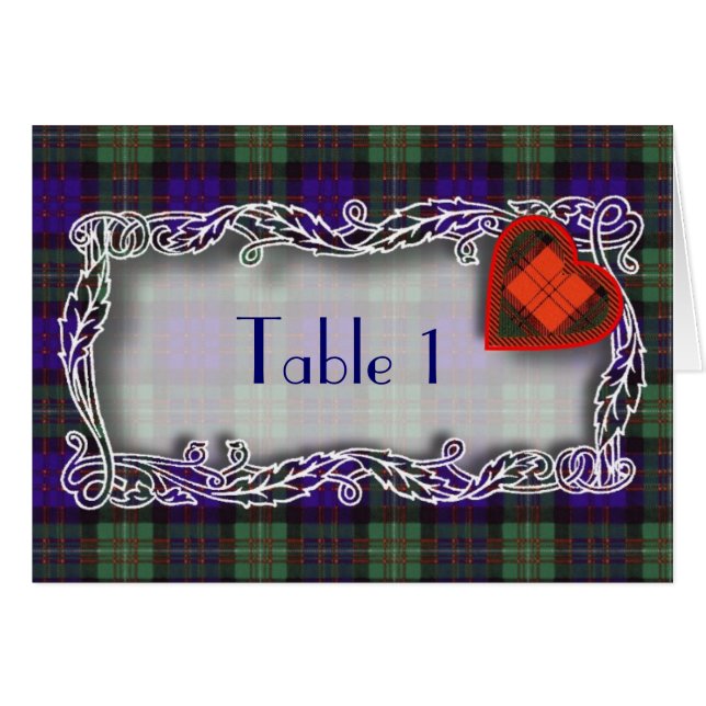 Tartan Table number card - Macdonald of Glengarry (Front Horizontal)