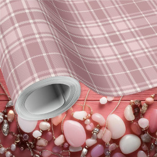 Tartan - Tartan - Dark and Light Pink with Cement Wrapping Paper