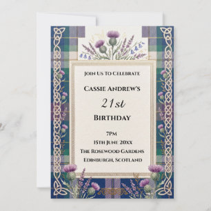 Tartan Thistle Milestone Birthday Invitation