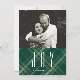 Tartan Tidings JOY Plaid Gingham Carte de vœux de