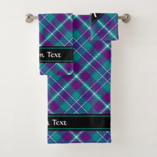 Tartan vert de mer, violet et bleu