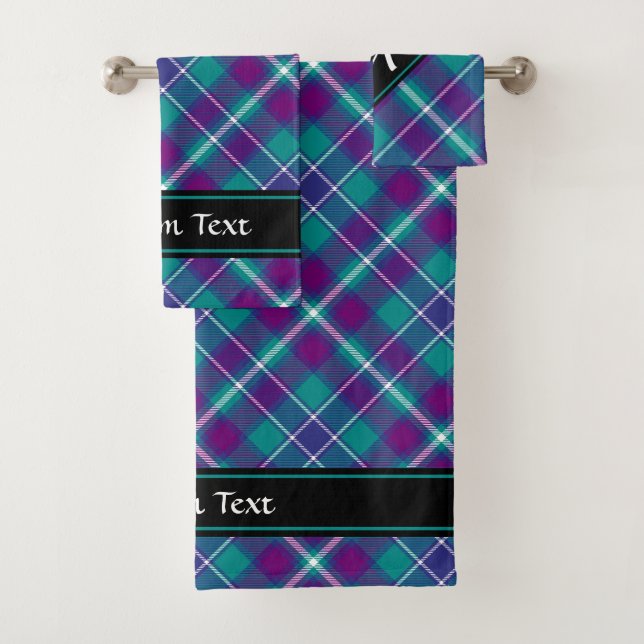 Tartan vert de mer, violet et bleu (En situation)