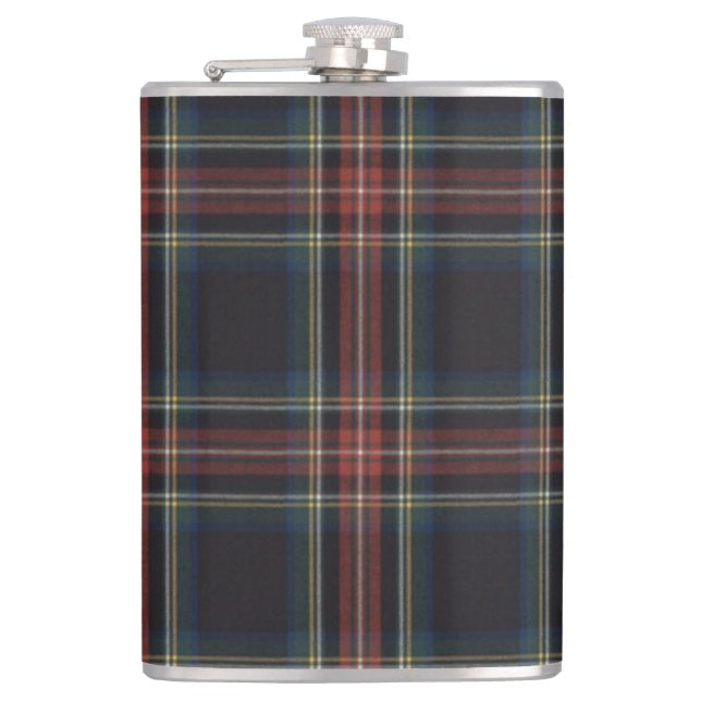 Tartan Vinyl Wrapped Flask, 8 oz. Hip Flask (Front)