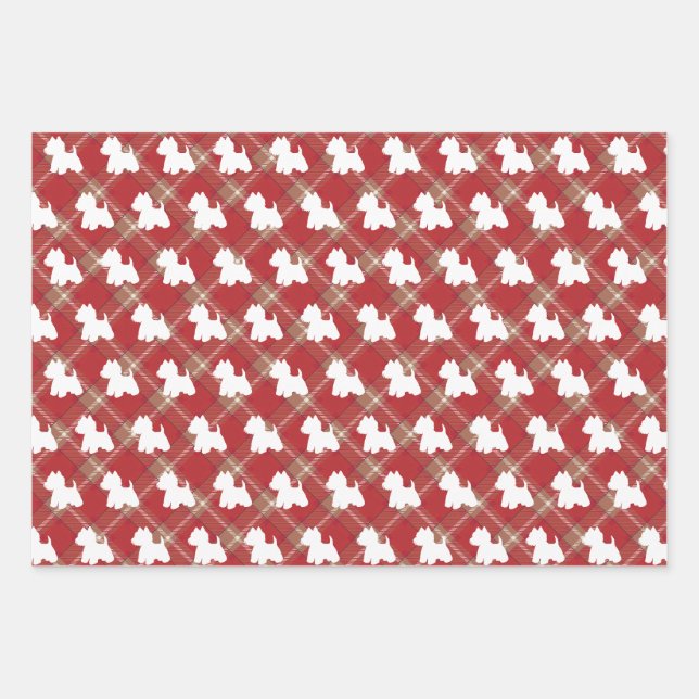 Tartan Westie gift wrapping paper (Front)