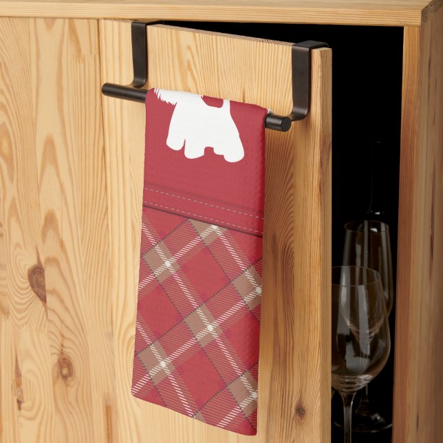 Tartan Westie lovers  Kitchen Towel (Thirds Fold)
