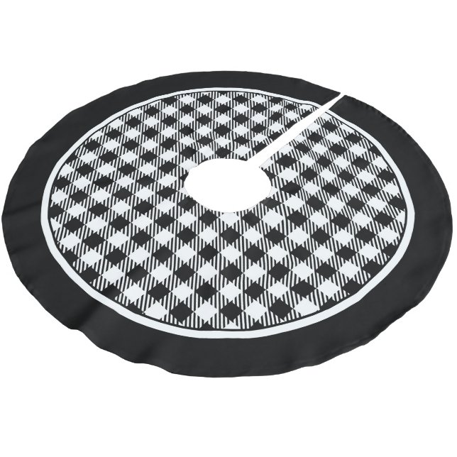 Tartan White and Black Plaid Tree Skirt (Angled)