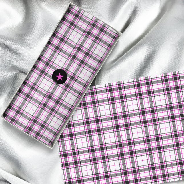 Tartan - White Black Hot Pink Tissue Paper (Tartan - White Black Hot Pink Tissue Paper by Leapfroglisics Shop)