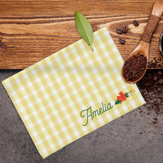 Tartan yellow simple wildflower pattern name kitchen towel