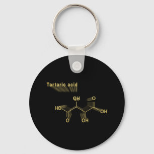 Tartaric acid, Structural chemical formula gold Keychain