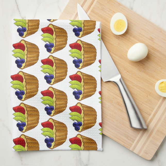 Tarte aux Fruits Fruit Tart Pie French Pastry  Kitchen Towel (Quarter Fold)