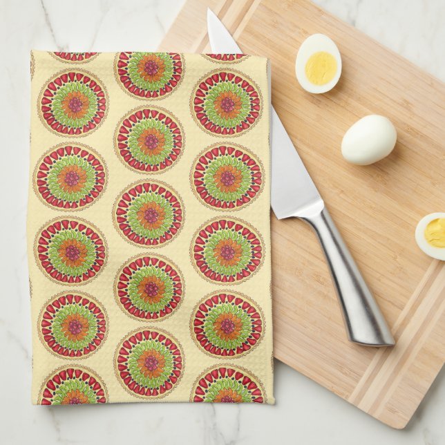 Tarte aux Fruits Fruit Tart Pie French Pastry  Kitchen Towel (Quarter Fold)