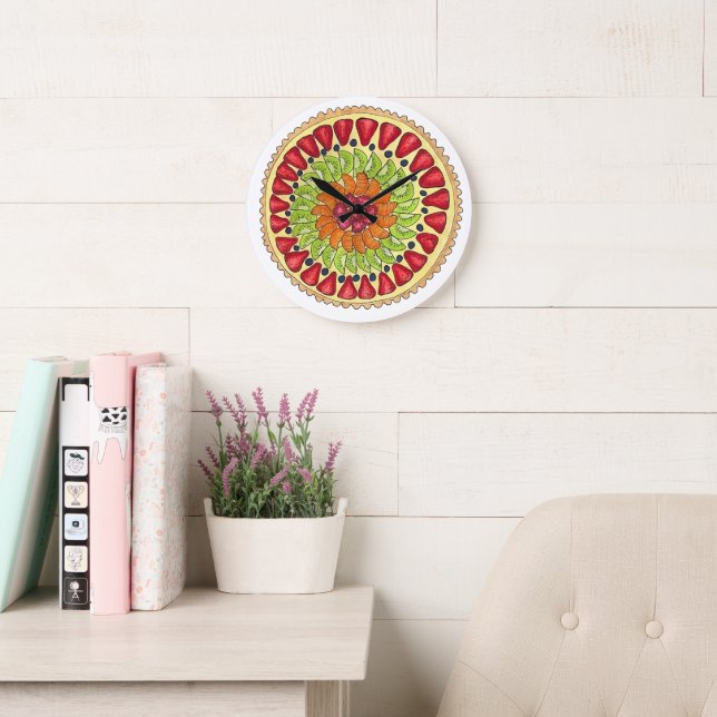 Tarte aux Fruits Fruit Tart Pie French Pastry Large Clock (Reading Room)