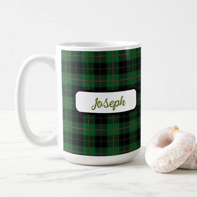 Tarte de rouille verte noire Plaid Mug personnalis (Avec donut)