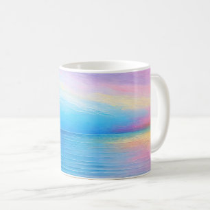 “Tarvask”  Wide Pink and Blue Landscape Seascape Coffee Mug