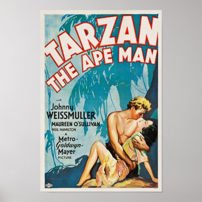 Tarzan l'homme d'Ape - Poster de cinéma Vintage (Devant)
