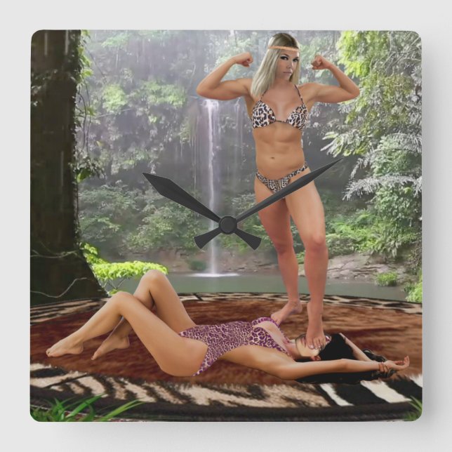 TARZANA’S VICTORY POSE SQUARE WALL CLOCK (Front)