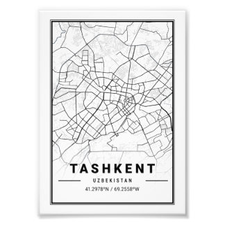Tashkent - Uzbekistan Light City Map Photo Print